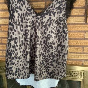 Gray/green top with black lace sleeve/ new/ soft